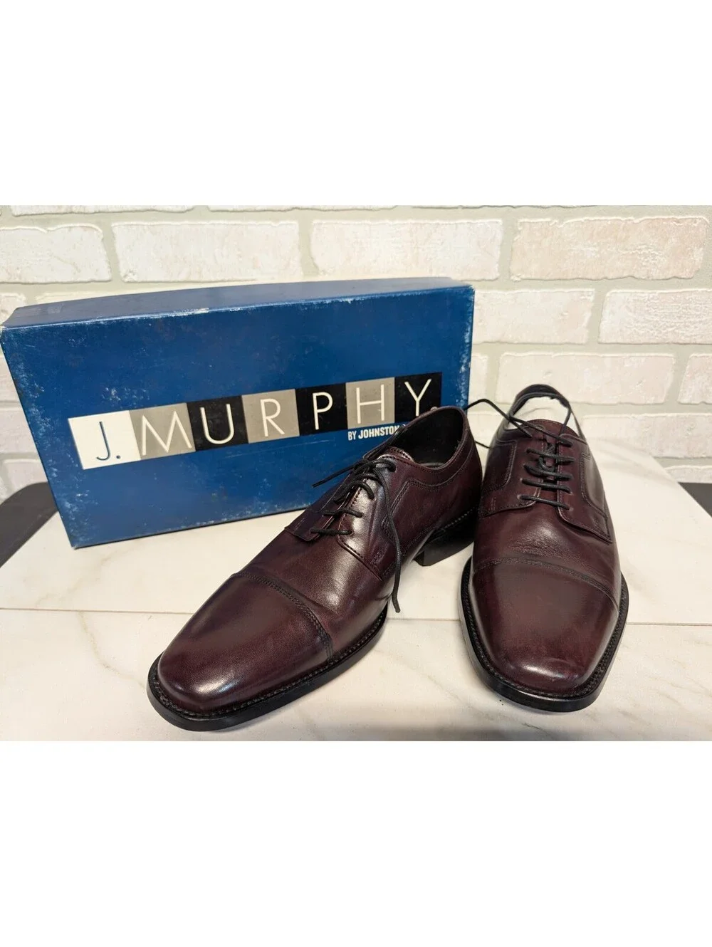 J. Murphy Men's Leather Dress Shoes Size 9W Burgundy